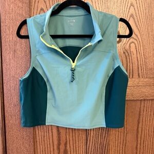 Old Navy Two-Tone Teal Cropped Tank with Contrast Zip